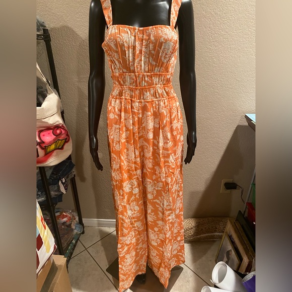 Floral lined wide-leg jumpsuit - Picture 2 of 10